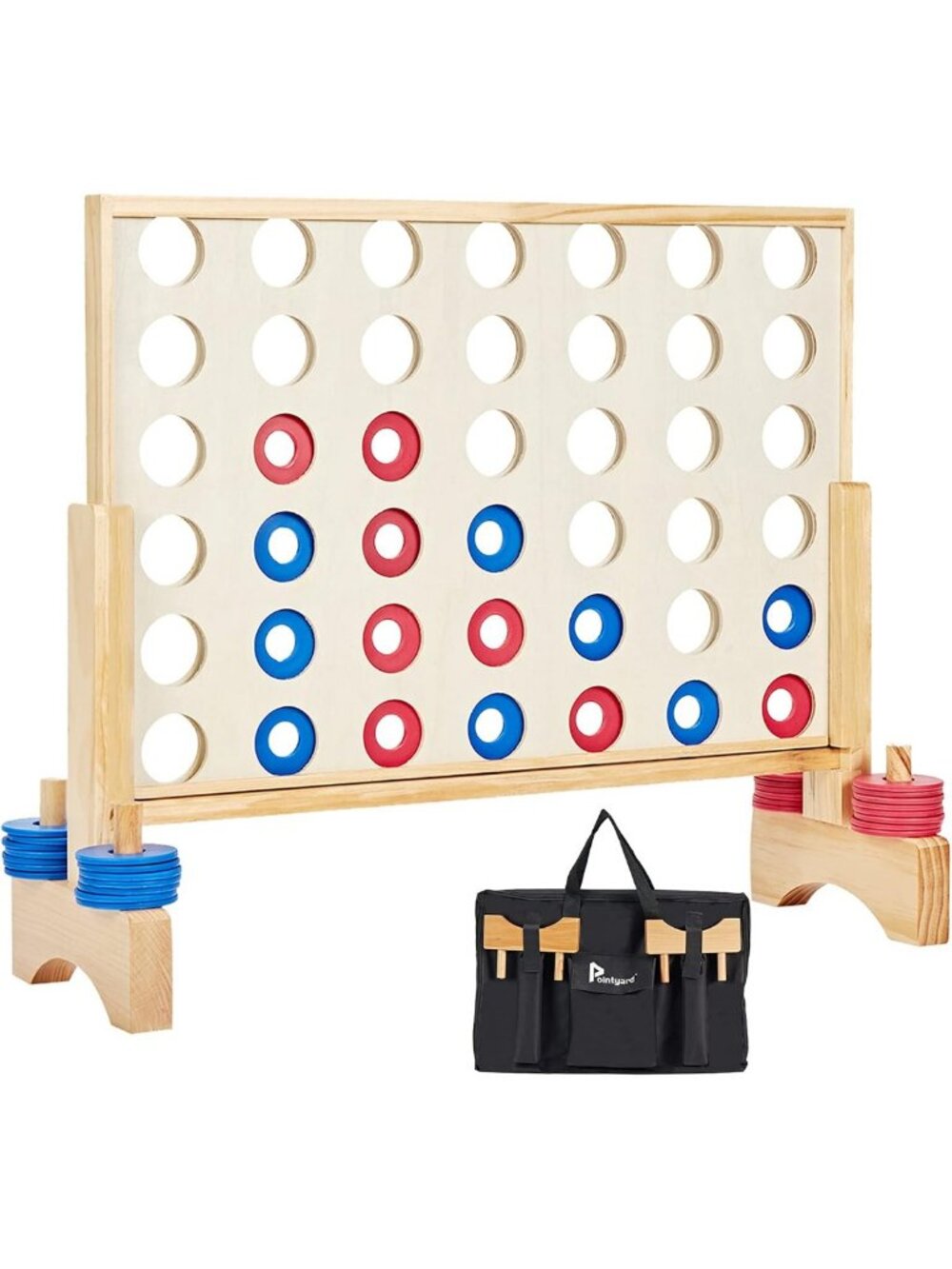 Wooden 4 in a Row Game - 2.8Ft Outdoor Family Fun Yard Game for All Ages